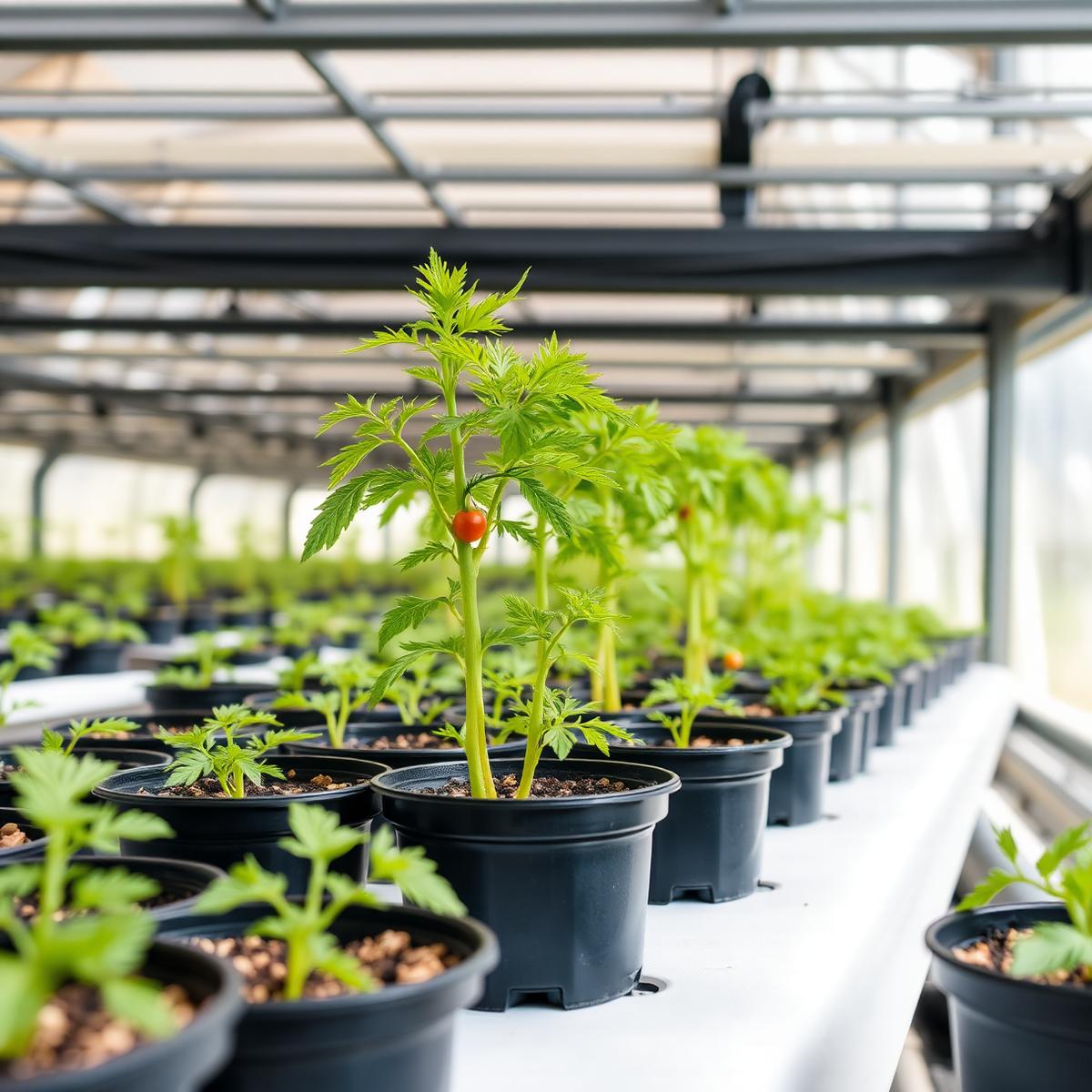Seedlings in greenhouse